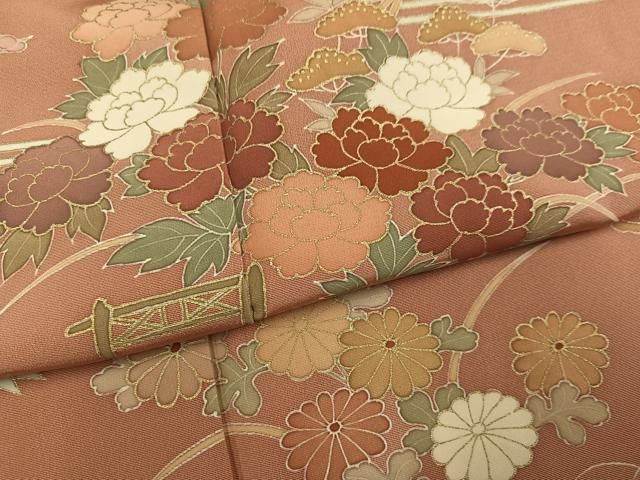 平和屋着物●訪問着 草花文 正絹 逸品 AABN3102ph