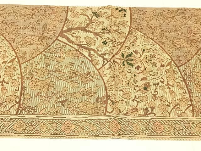 平和屋着物◎本場筑前博多織 八寸名古屋帯 更紗花文 正絹 逸品 AABN3122dk