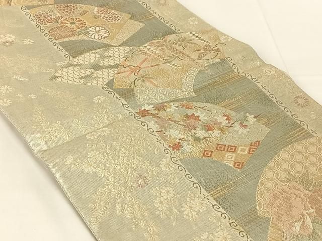 平和屋着物◎佐賀錦 六通柄袋帯 地紙花鳥文 金銀糸 正絹 逸品 AABN3132dk