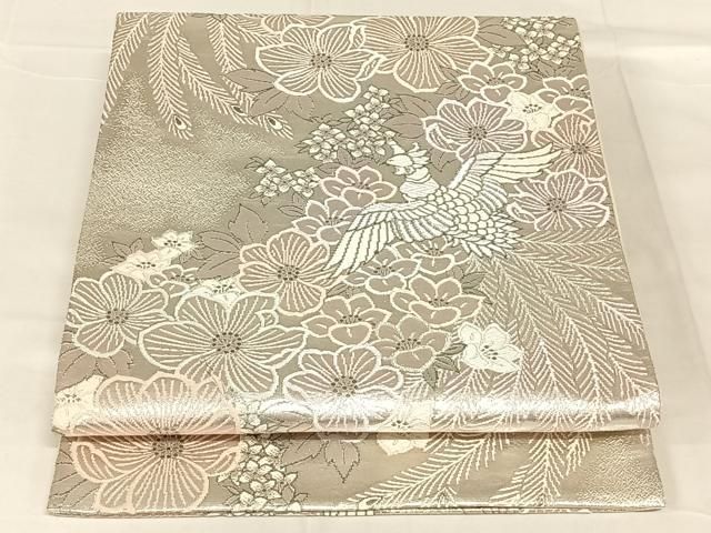 平和屋着物◎六通柄袋帯 プラチナ箔 景年鳳凰文 正絹 逸品 AABN3147dk