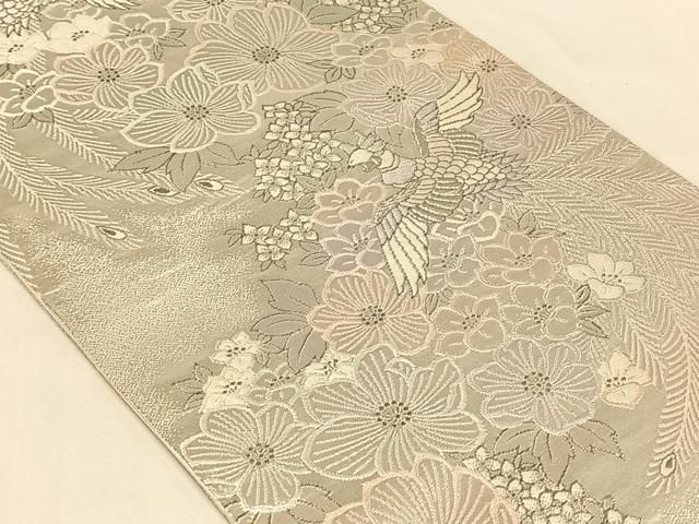 平和屋着物◎六通柄袋帯 プラチナ箔 景年鳳凰文 正絹 逸品 AABN3147dk