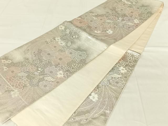 平和屋着物◎六通柄袋帯 プラチナ箔 景年鳳凰文 正絹 逸品 AABN3147dk