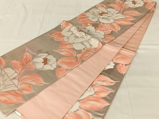 平和屋着物◎六通柄袋帯 枝花文 金銀糸 正絹 逸品 AABN3158dk