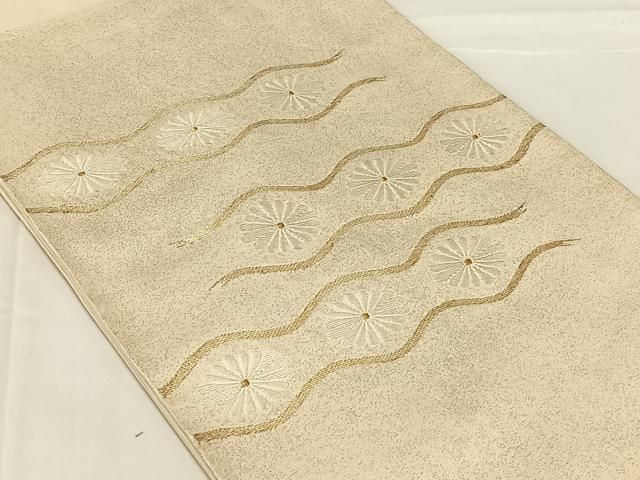 平和屋着物◎太鼓柄袋帯 唐織 横段花文 金糸 正絹 逸品 AABN3159dk