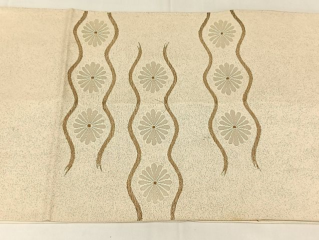 平和屋着物◎太鼓柄袋帯 唐織 横段花文 金糸 正絹 逸品 AABN3159dk
