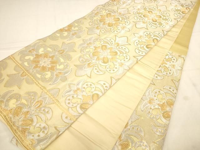 平和屋着物◎西陣 服部織物謹製 六通柄袋帯 花菱文 金銀糸 正絹 逸品 AABN3244ps