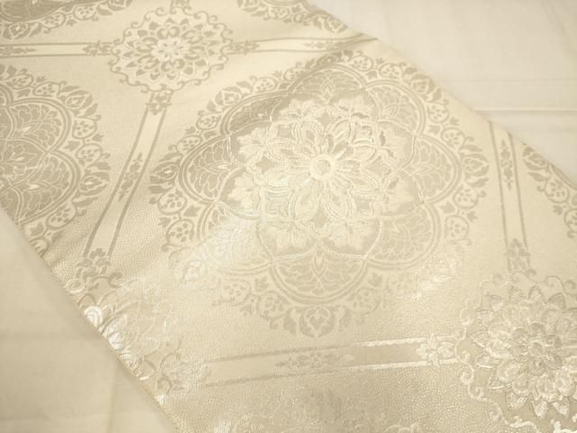 平和屋着物◎全通柄袋帯 天井花文 銀糸 正絹 逸品 AABN3260ps