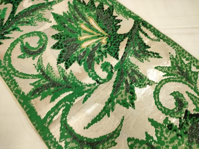 平和屋着物◎六通柄袋帯 唐草花文 金銀糸 正絹 逸品 AABN3267ps