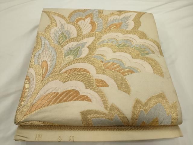 平和屋着物◎西陣 服部織物謹製 六通柄袋帯 唐草文 金糸 正絹 逸品 AABN3286ps