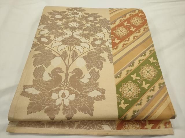 平和屋着物◎六通柄袋帯 切嵌花鳥文 金糸 正絹 逸品 AABN3287ps