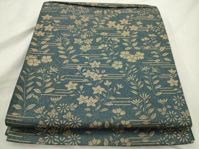 平和屋着物◎六通柄袋帯 草花文 金糸 正絹 逸品 AABN3290ps