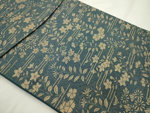 平和屋着物◎六通柄袋帯 草花文 金糸 正絹 逸品 AABN3290ps
