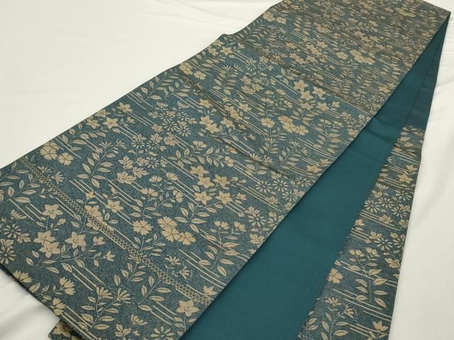 平和屋着物◎六通柄袋帯 草花文 金糸 正絹 逸品 AABN3290ps