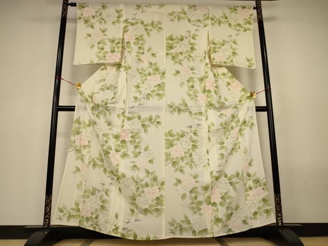 平和屋着物*夏物 小紋 絽 草花文 正絹 逸品 AABN3366jd