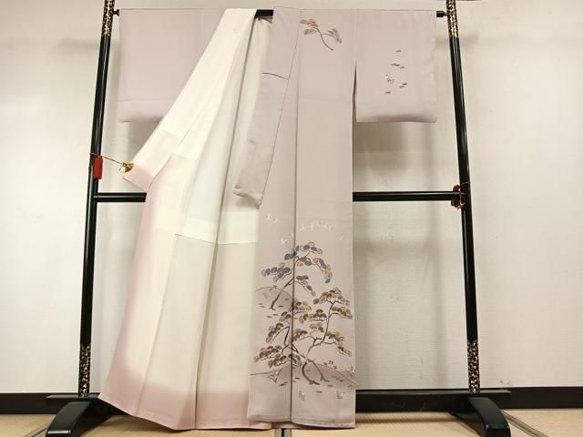 平和屋着物●本加賀友禅作家 金丸充夫 訪問着 松竹 花鳥文 暈し染め 正絹 逸品 AABN3568fy