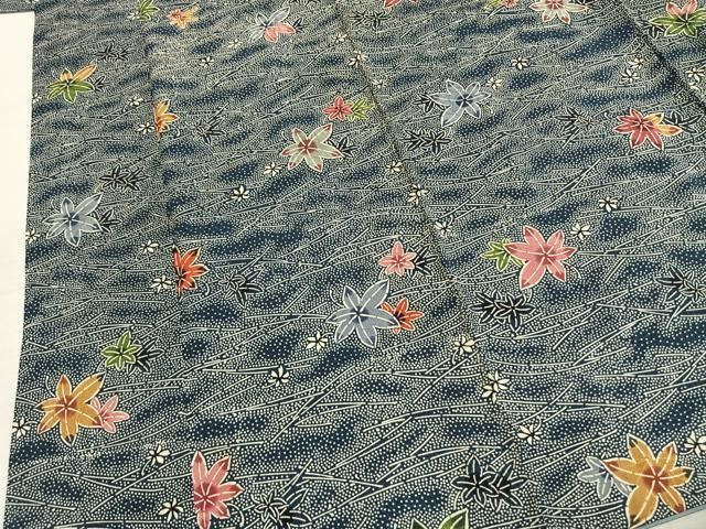 平和屋着物●上質な小紋 型染め 舞葉文 正絹 逸品 AABN3578fy