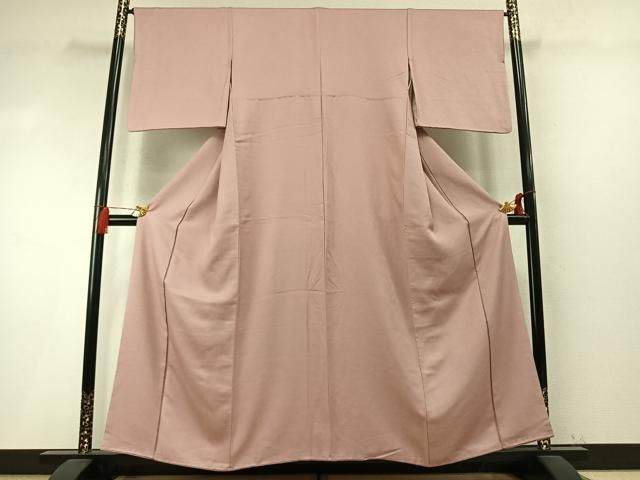 平和屋着物●上質な色無地 葉尽くし地紋 薄柿色 正絹 逸品 AABN3579fy