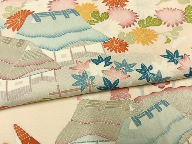 平和屋着物●訪問着 友禅 松竹梅 風景文 正絹 逸品 AABN3585fy