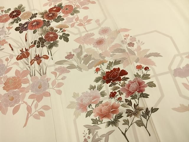 平和屋着物●訪問着 刺繍 草花文 正絹 逸品 AABN3593fy