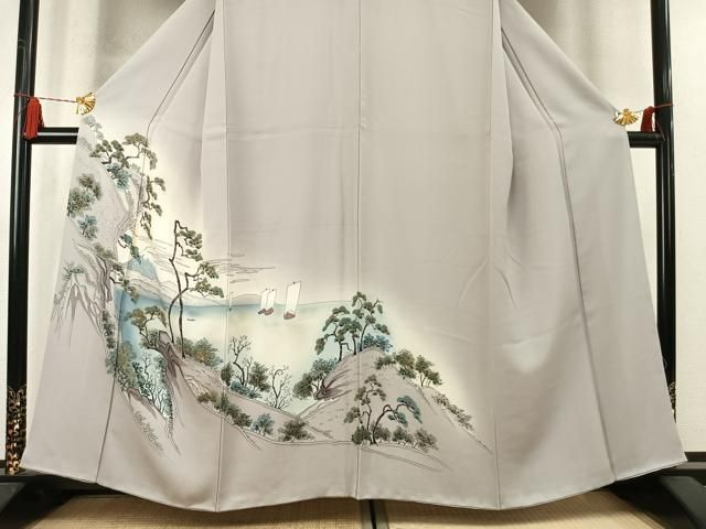 平和屋着物●訪問着 富士山 枝松文 暈し染め 金彩 正絹 逸品 AABN3598fy