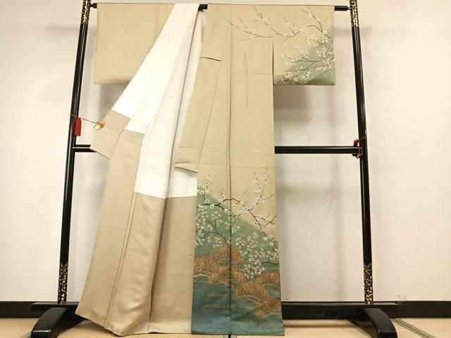平和屋着物●訪問着 枝梅松文 金彩 正絹 逸品 AABN3600fy