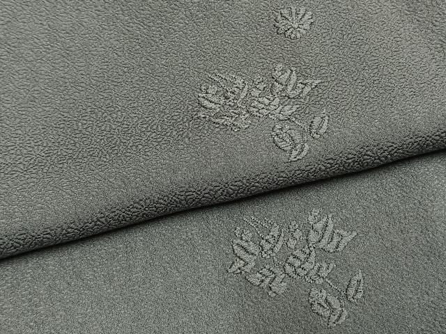 平和屋着物●上質な色無地 草花地紋 湊鼠色 正絹 逸品 AABN3604fy