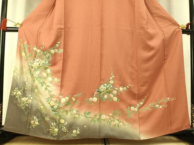 平和屋着物●訪問着 螺鈿 地紙雪輪花文 暈し染め 金銀彩 正絹 逸品 AABN3614fy