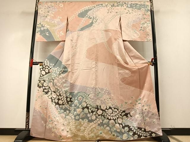 平和屋着物●訪問着 作家物 辻が花 絞り 銀通し地 正絹 逸品 AABN3615fy