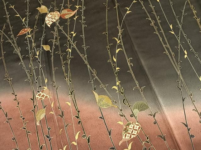 平和屋着物●訪問着 駒刺繍 枝葉文 暈し染め 金彩 小田急百貨店扱い 正絹 逸品 AABN3616fy