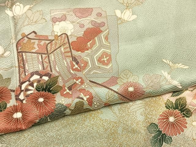 平和屋着物●訪問着 御所車花文 暈し染め 金彩 正絹 逸品 AABN3629fy