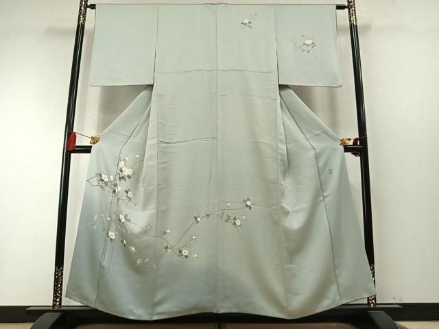 平和屋着物●訪問着 友禅 作家者 枝花文 暈し染め 鈴乃屋扱い 正絹 逸品 AABN3684fy