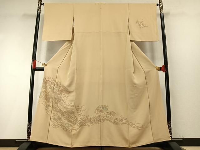 平和屋着物●中国三大刺繍 スワトウ刺繍 汕頭刺繍 総刺繍 訪問着 地紙花文 正絹 逸品 AABN3687fy