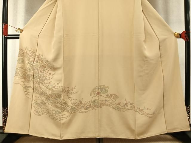平和屋着物●中国三大刺繍 スワトウ刺繍 汕頭刺繍 総刺繍 訪問着 地紙花文 正絹 逸品 AABN3687fy