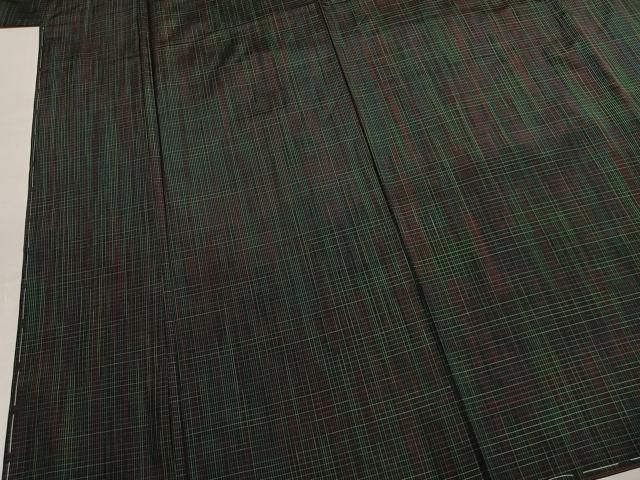 平和屋着物●本場縞大島紬 井田織物 格子 証紙付き 正絹 逸品 未使用 AABN3691fy