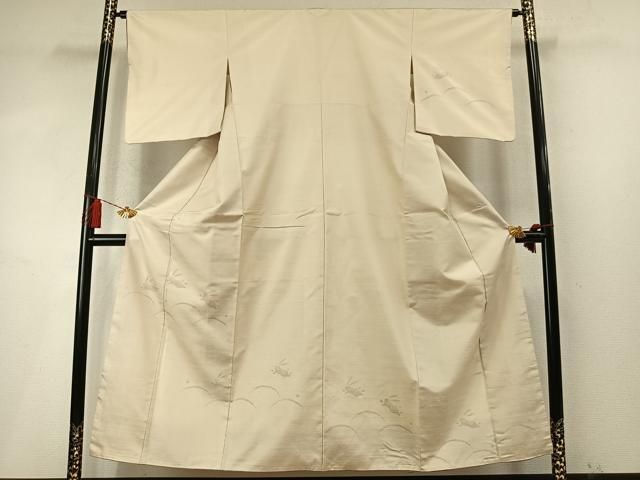平和屋着物●訪問着 紬地 100亀甲 兎 露芝文 正絹 逸品 AABN3705fy