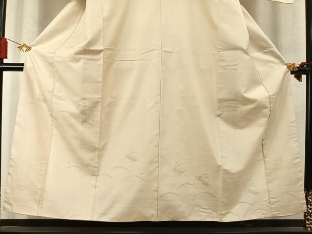 平和屋着物●訪問着 紬地 100亀甲 兎 露芝文 正絹 逸品 AABN3705fy