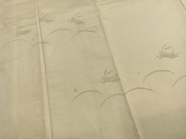 平和屋着物●訪問着 紬地 100亀甲 兎 露芝文 正絹 逸品 AABN3705fy