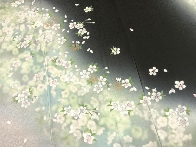 平和屋着物●訪問着 舞桜文 暈し染め 金彩 正絹 逸品 AABN3718fy
