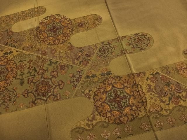 平和屋着物●中国三大刺繍 スワトウ刺繍 汕頭刺繍 総刺繍 訪問着 吉祥花鳥文 暈し染め 正絹 逸品 AABN3724fy