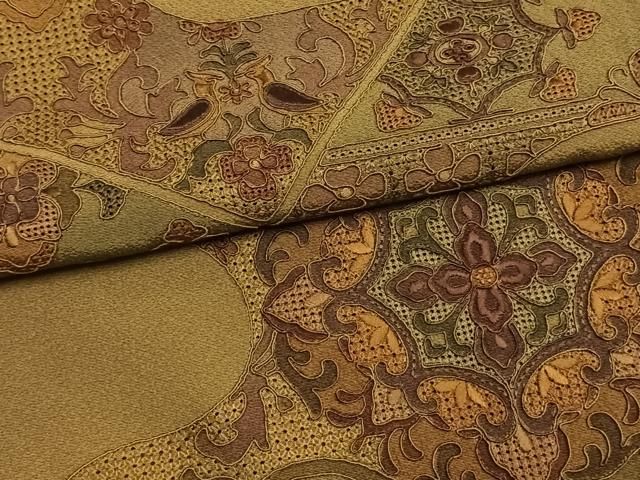 平和屋着物●中国三大刺繍 スワトウ刺繍 汕頭刺繍 総刺繍 訪問着 吉祥花鳥文 暈し染め 正絹 逸品 AABN3724fy