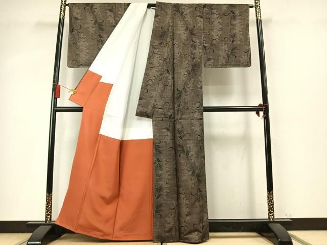平和屋着物●本場大島紬 9マルキ 花唐草文 正絹 逸品 AABN3731fy