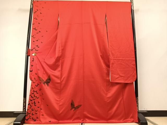 平和屋着物●豪華振袖 舞蝶文 正絹 逸品 AABN3735fy