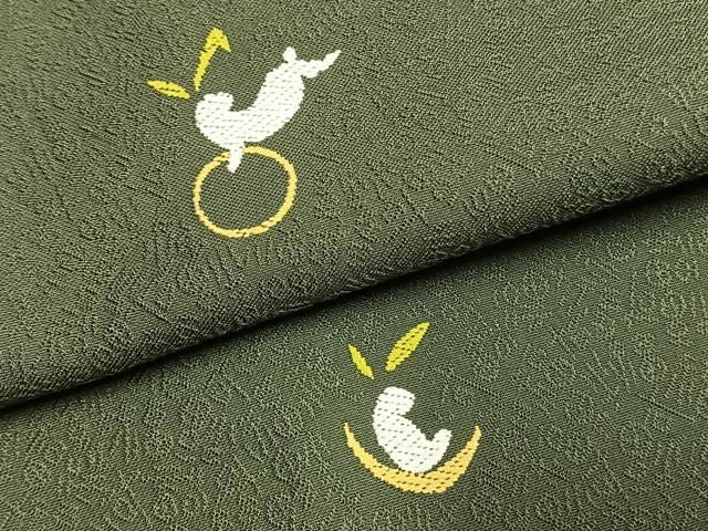 平和屋着物●上質な小紋 総刺繍 兎 正絹 逸品 AABN3746fy
