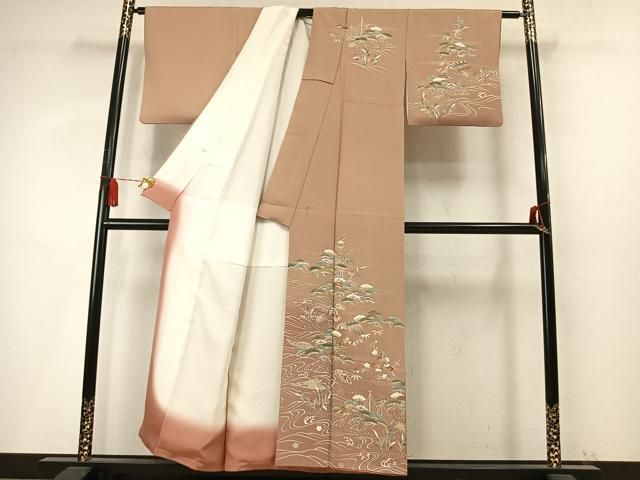 平和屋着物●訪問着 友禅 松竹梅 金彩 正絹 逸品 AABN3749fy