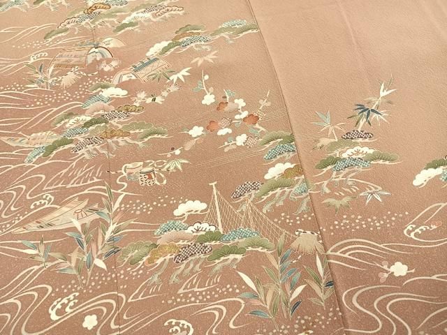 平和屋着物●訪問着 友禅 松竹梅 金彩 正絹 逸品 AABN3749fy