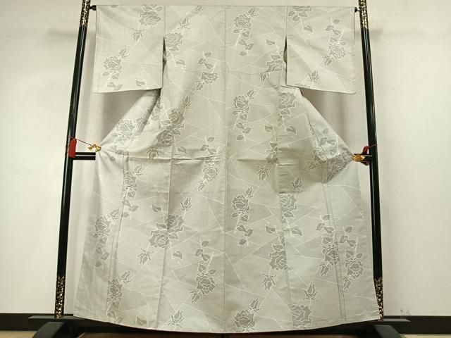 平和屋着物●上質な紬 薔薇 正絹 逸品 AABN3757fy