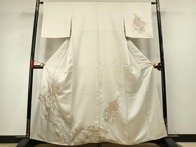 平和屋着物●中国三大刺繍 スワトウ刺繍 汕頭刺繍 総刺繍 訪問着 雪輪花文 金彩 正絹 逸品 AABN3759fy