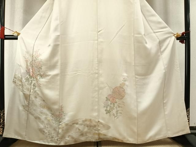 平和屋着物●中国三大刺繍 スワトウ刺繍 汕頭刺繍 総刺繍 訪問着 雪輪花文 金彩 正絹 逸品 AABN3759fy