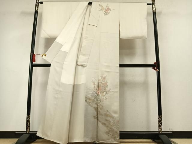 平和屋着物●中国三大刺繍 スワトウ刺繍 汕頭刺繍 総刺繍 訪問着 雪輪花文 金彩 正絹 逸品 AABN3759fy