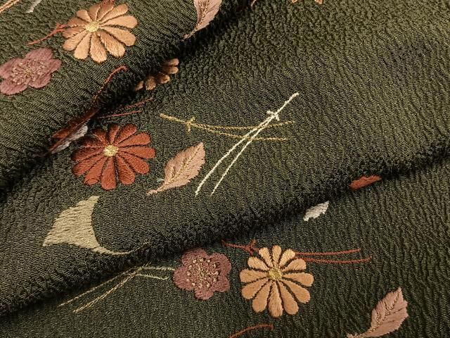 平和屋着物●訪問着 総刺繍 松葉 舞花文 金糸 正絹 逸品 AABN3761fy